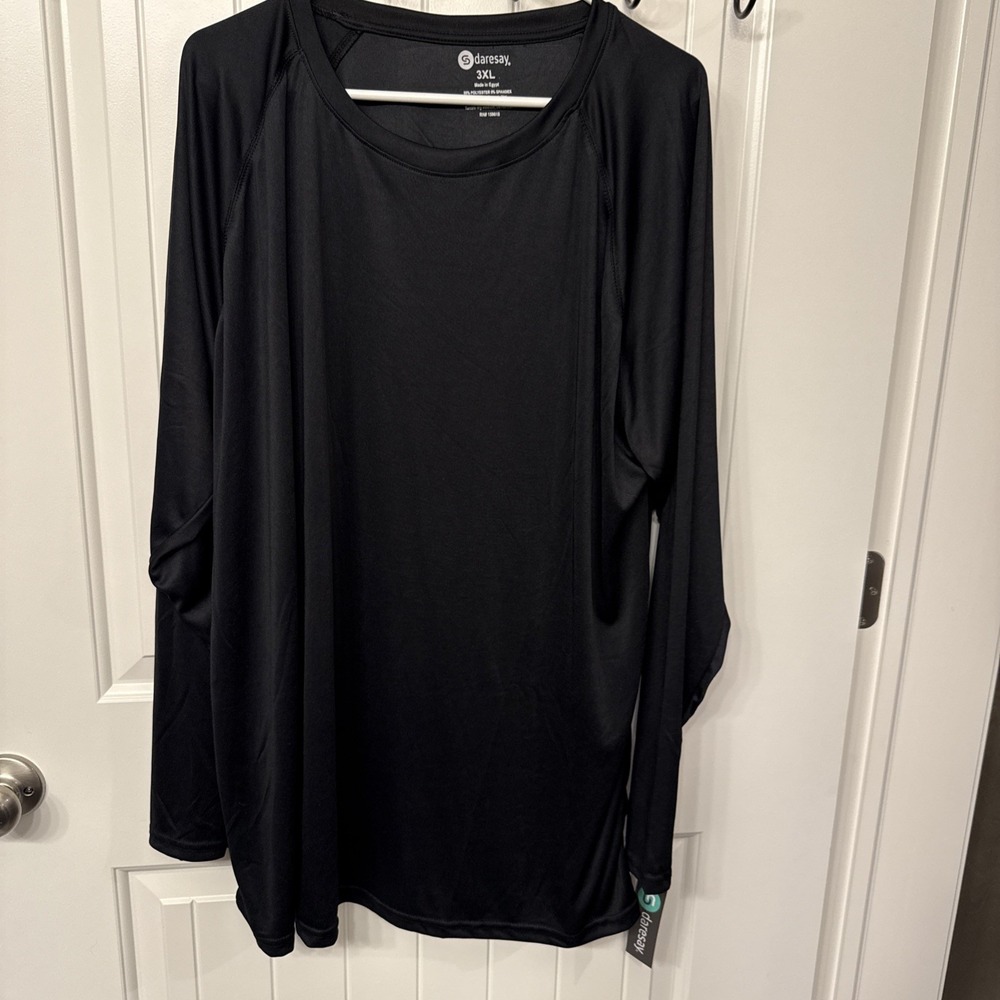 Daresay Mens Performance Dry Fit Long Sleeve Tshirt 3XL Black